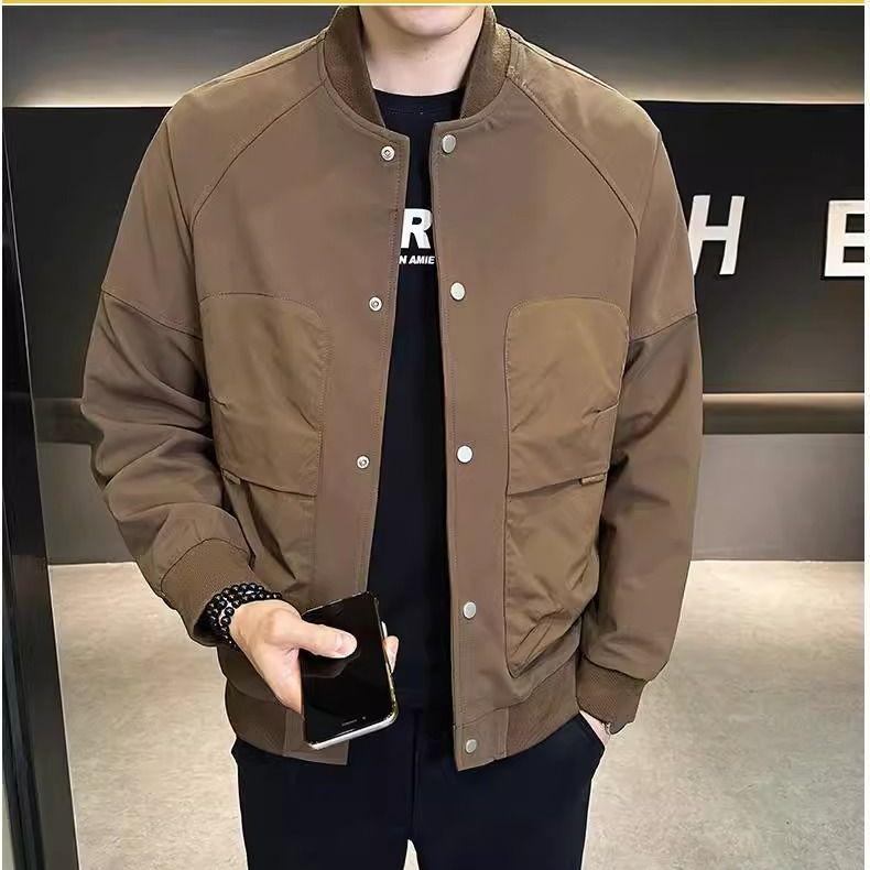 

Мужская модная бейсбольная куртка в стиле пэчворк 2025: Стильная весенне-осенняя рабочая одежда L 110-130 jin