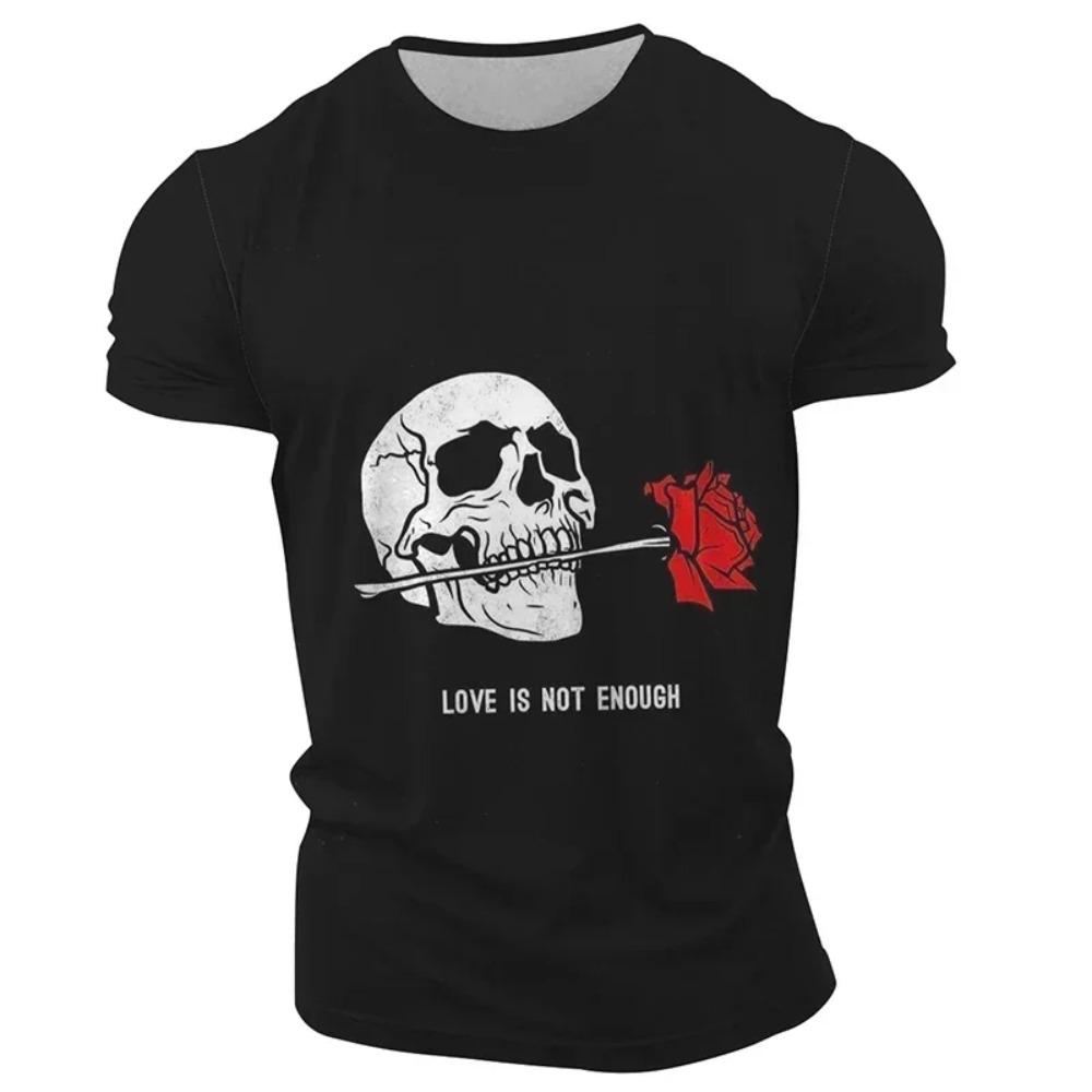 Summer Classic Casual Retro Horror Skull 3d Printed Men's T-shirt O Neck Short Sleeve Oversized Loose Casual Hip Hop Street Top