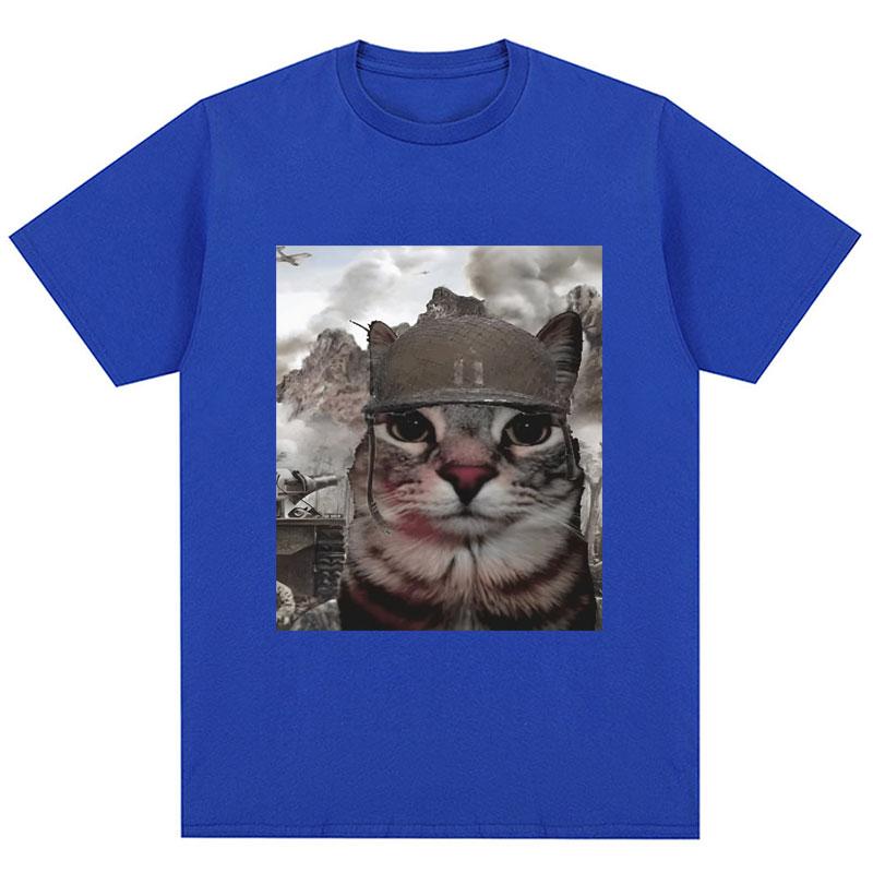 Thousand Yard Stare Cat Funny Meme T-shirt Humor Style Vintage High Quality T Shirt Men Women Oversized Casual Cotton Streetwear