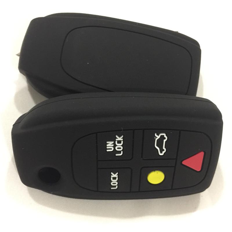 Silikon Gummi Auto Schlüsselhülle Abdeckung Für Volvo S80 S60 V70 Xc70 Xc90 D05 Klapp Flip Fernbedienung 5 Tasten Schlüssel