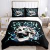 3pcs Death Metal Skull with Electric Lightning - Anime Cartoon Design Bedding Set, Includes One Quilt Cover and Two Pillowcases (No Core), P