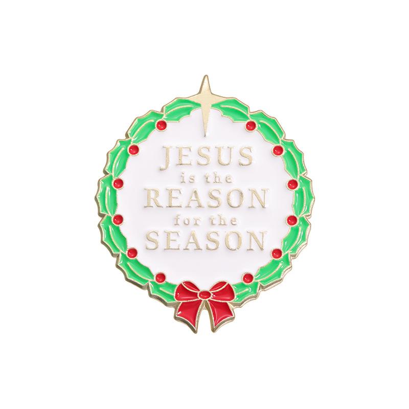 Fun Festive And Geometric Round Christmas Brooch With Vibrant Colors And Cartoon Appeal