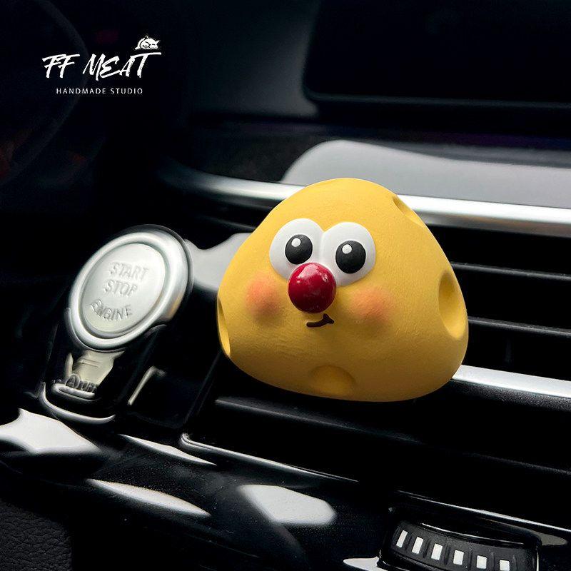 

Super Cute Red Nose Breakfast Series Car Aromatherapy Car Central Control Air Outlet Hand Painted Fragrant Stone Decorative Gift Red Nose Cheese(A bottle of essential oil)