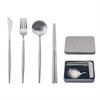 4pcs Set Removable 304 Stainless Steel Portable Cutlery Set Camping Tableware Chopsticks Spoon Folding Set