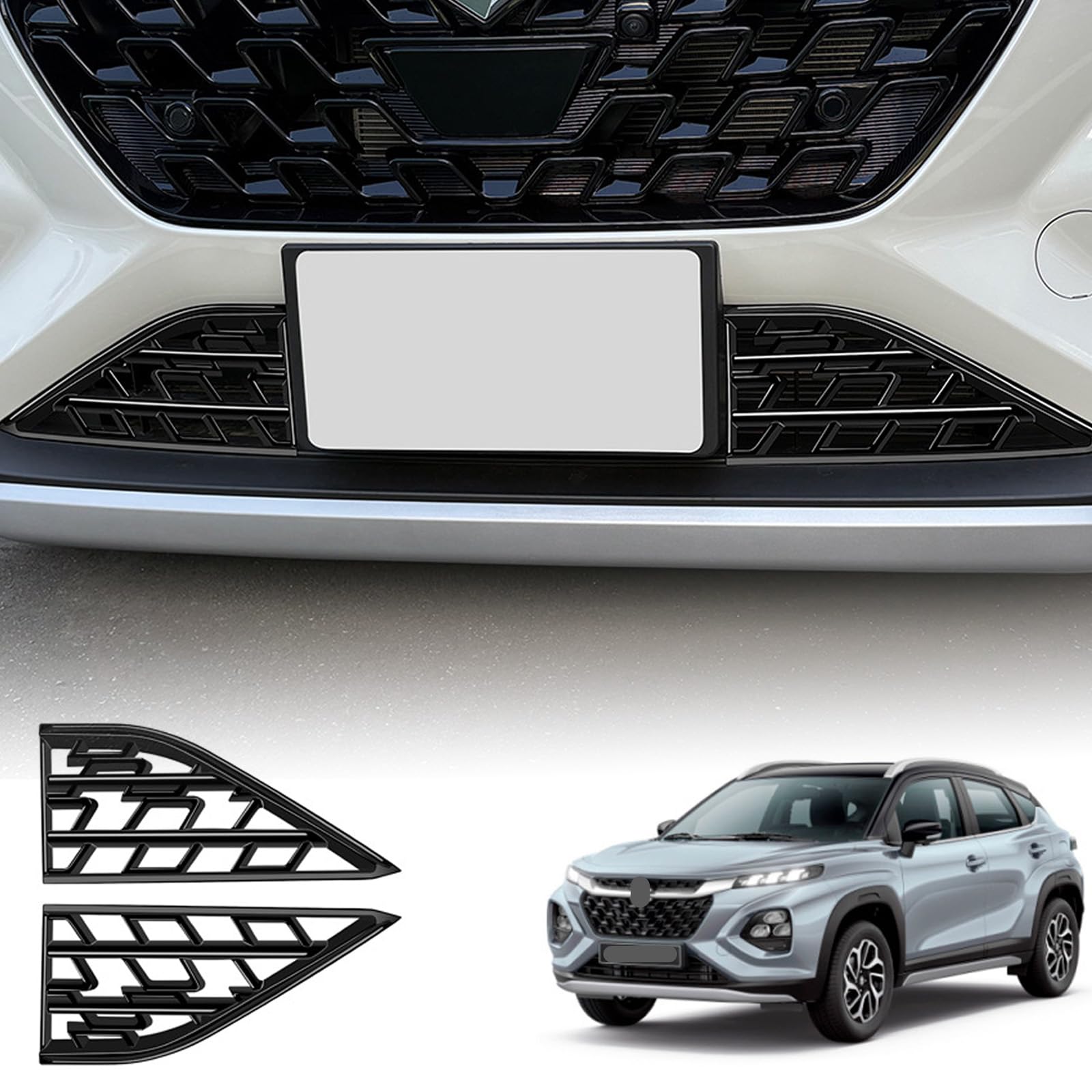 

Temiry Front Under Bumper Grille for New Frontier 2024 Grill Strip Trim Easy Exterior Custom Set of 2 WDB3S/WEB3S (October - Present) - Cover, ABS,