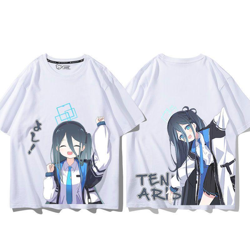 Anime Cosplay Blue Archive Azusa Fashion T-shirt Summer Shirt Fans Short Sleeves Man Girl Clothes Tees Gift Pure Cotton Tops