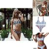 Exquisite Mangopies Women Blue Stripe Bikini Set Radiating Timeless Summer Elegance