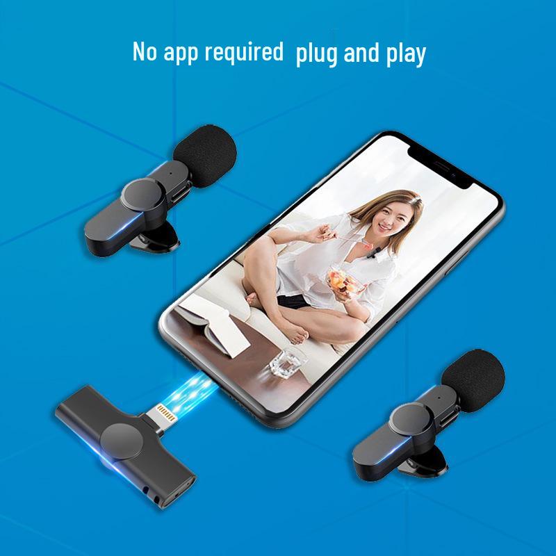 2,4G Drahtloses Ansteckmikrofon mit intelligenter Rauschunterdrückung für Live-Streaming, Kurzvideos und Tonaufnahmen