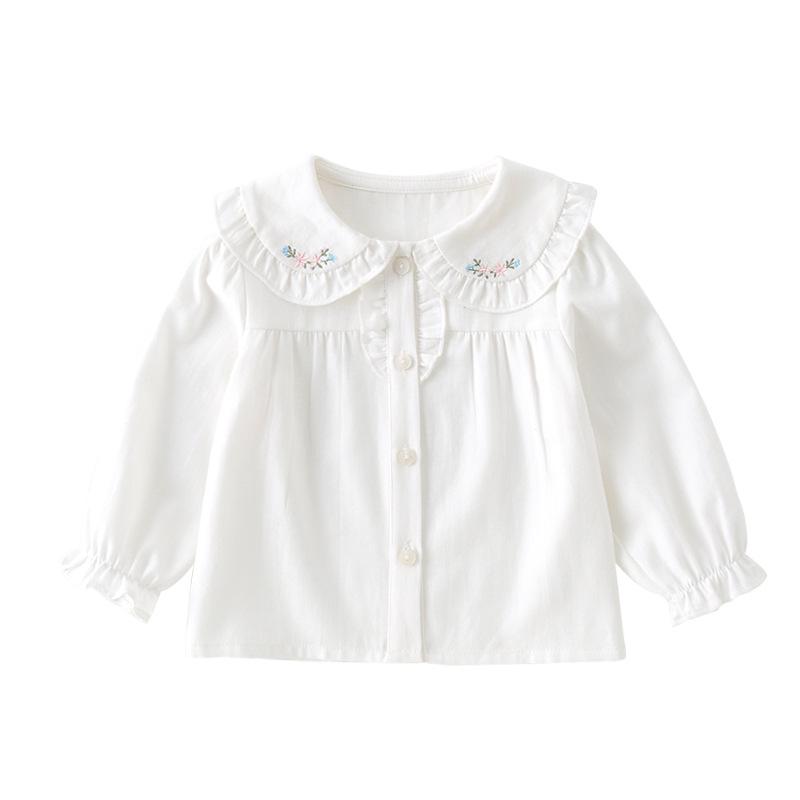 2026 Girls' Long Sleeve Doll Collar Shirt for Autumn and Spring