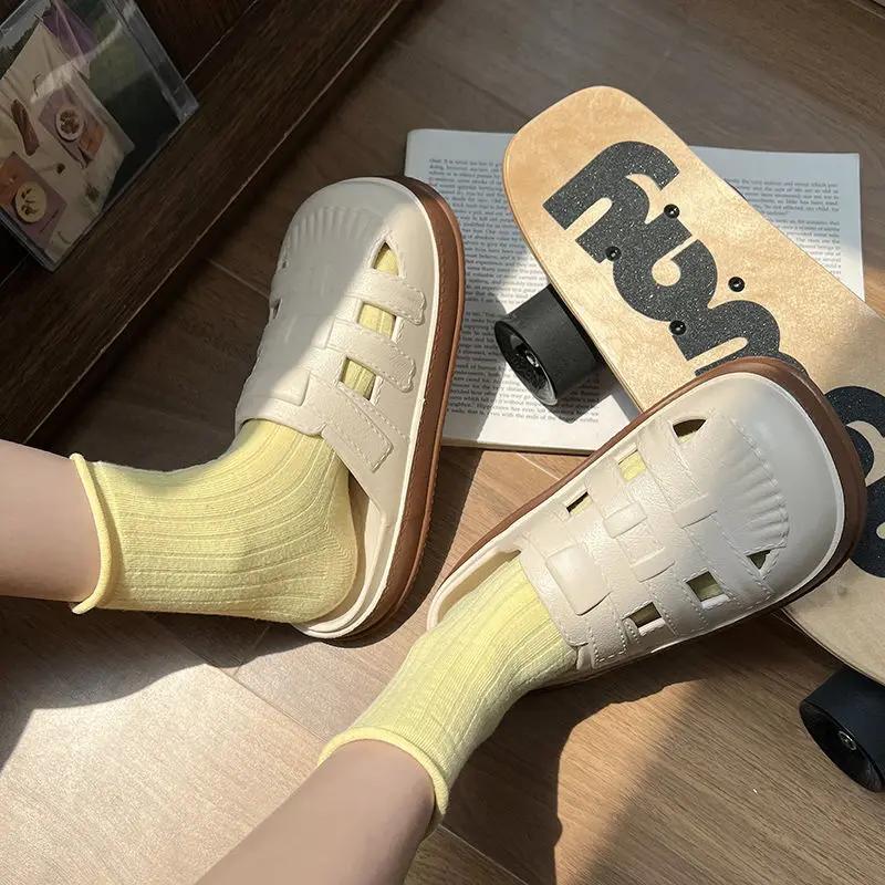 Fashion Indoor Woman Slippers Home Mules Shoes for Women Thick Outside Slides Ins Rubber Sandals Footwear New Style Pvc Trend W H Sandal