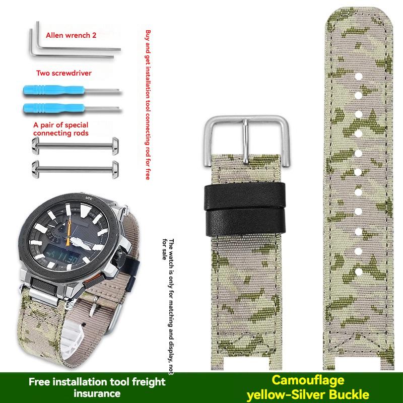 For Casio PROTREK series PRX-8000T/PRX-8001YT modified sports outdoor nylon canvas watch strap men's accessories