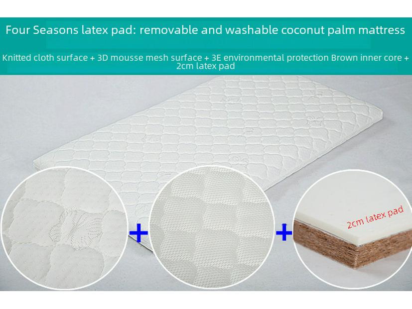 Saltea Eco-Friendly din Latex cu Fibră de Cocos pentru Bebeluși - Husa Detașabilă și Lavabilă pentru Nou-Născuți și Copii de Grădiniță