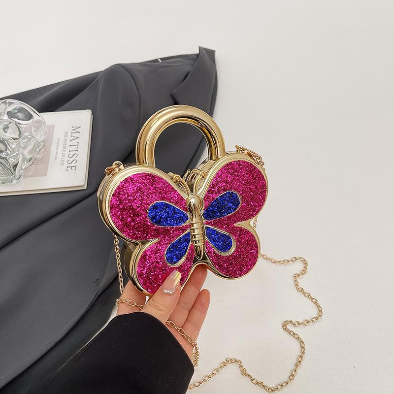 Fashionable Butterfly-shaped Diamond-encrusted Ladies' Trendy Chain Shoulder Bag