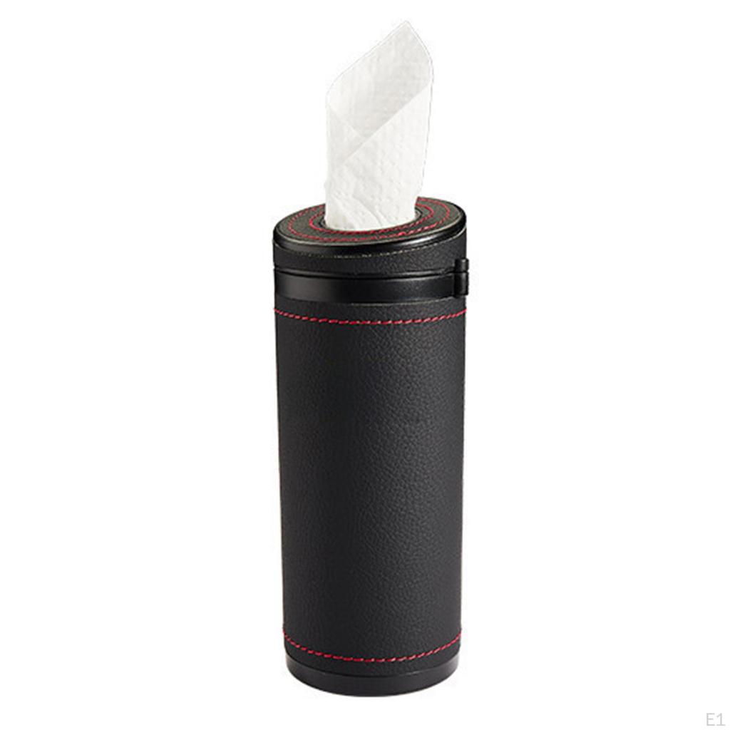 Tube, Cylinder Tissue Box ,PU Leather Round Tissues Container for Car Cup Holder
