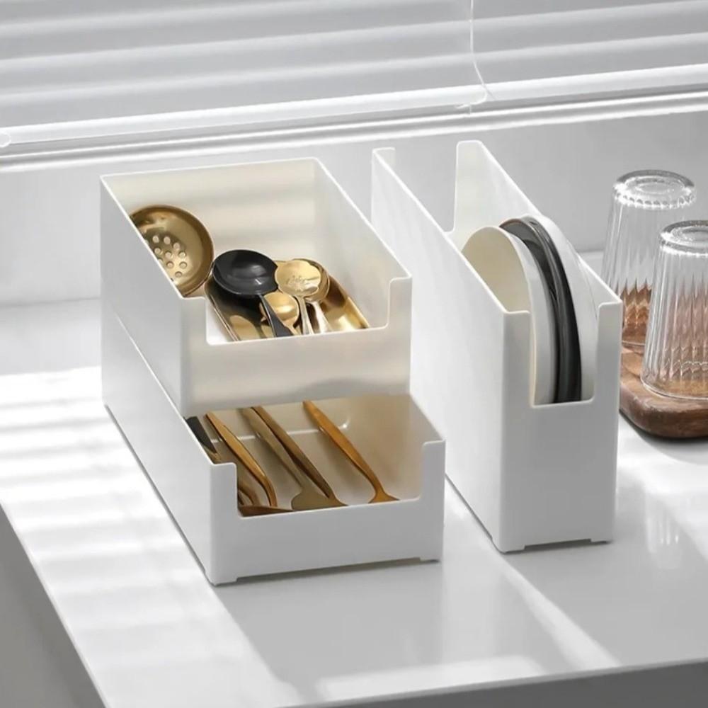 Plastic Organizer Box Cooking Tool Storage Scalable Sundries Organizer  Kitchen