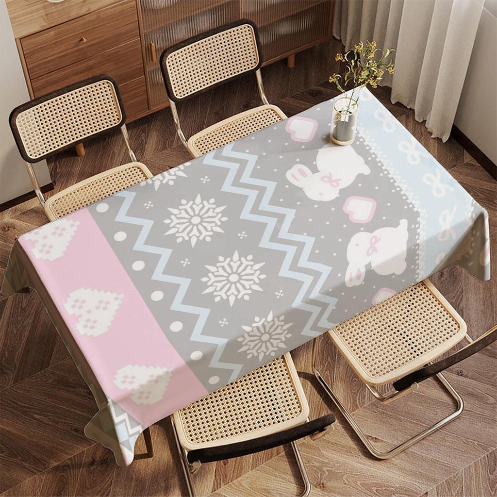 Snowman Pattern Tablecloth Restaurant Kitchen Tablecloth Living Room Home Decoration Rectangular Party Decoration