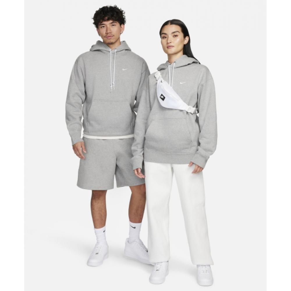 Nike Solo Swoosh Fleece Pullover Hoodie M   Dark Grey Heather White  Dx1356 063