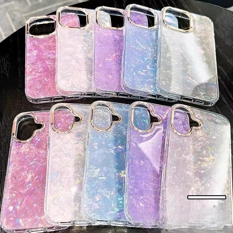 Applicable To IPhone17promax Mobile Phone Case New Fantasy Glitter Powder Shell Pattern Full Edge 15 Anti Fall Simple Style