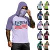 Herren Sommer Camouflage Farbverlauf Trocknendes Kurzarm-T-Shirt, Sonnenschutzkleidung, Angeln, Fitness, Sport, Kapuzen-Kurzarmshirt