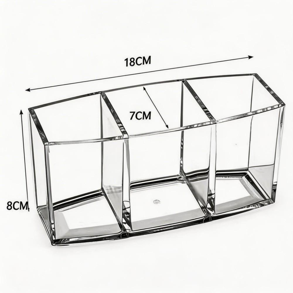 3 Grid Design Clear Makeup Brush Holder PS Acrylic Cosmetic Tools Organizer Vanity