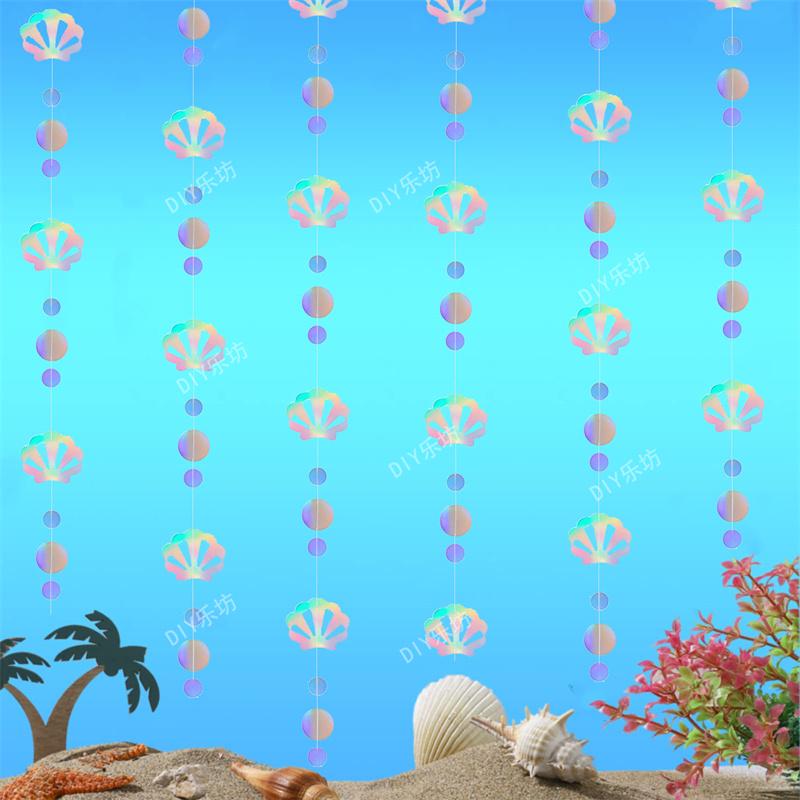 Blue Ocean Sky Tassel Ribbon Flag - Western Summer Theme Crepe Decoration