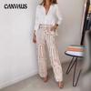Spring and Autumn Casual Women's Pant Suit Digital Printed Commuter Shirt Loose Trousers Set