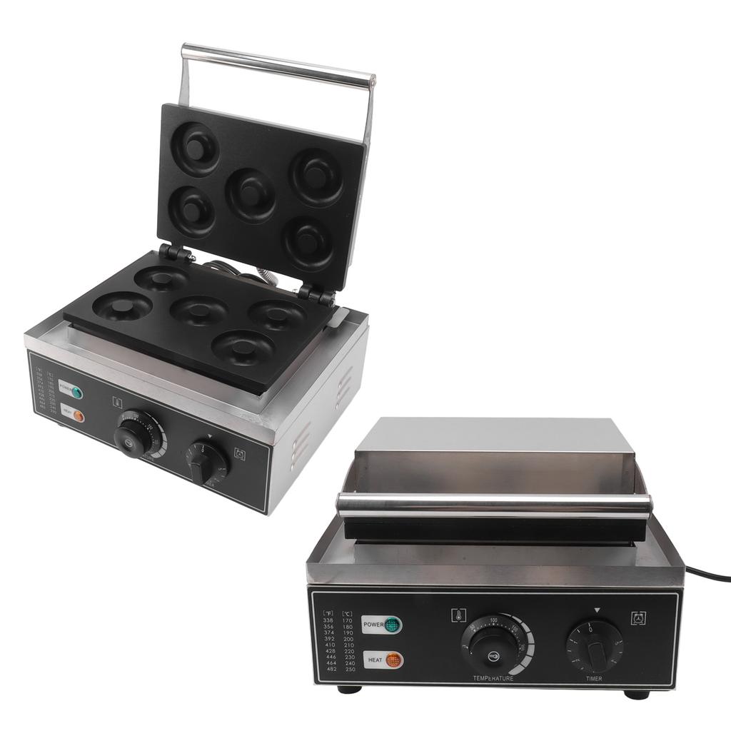 Komerční vaflový donutovač 5 otvorů oboustranné topení nerezová ocel nepřilnavý donut