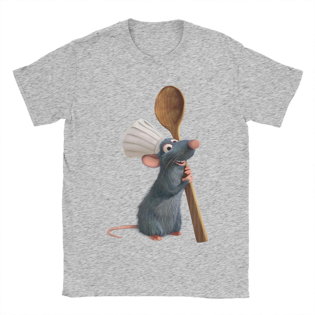 Men Tshirts Ratatouille Chef Remy With Spoon Casual Pure Cotton Tee Shirt Short Sleeve T Shirts Crew Neck Clothes Gift Idea