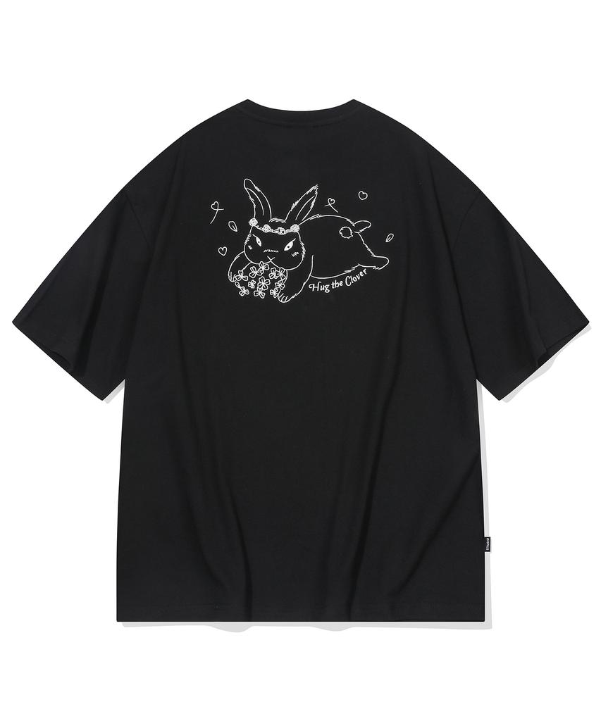 CPGN STUDIO Clover Bunny Embroidered Short Sleeve T-Shirt Black