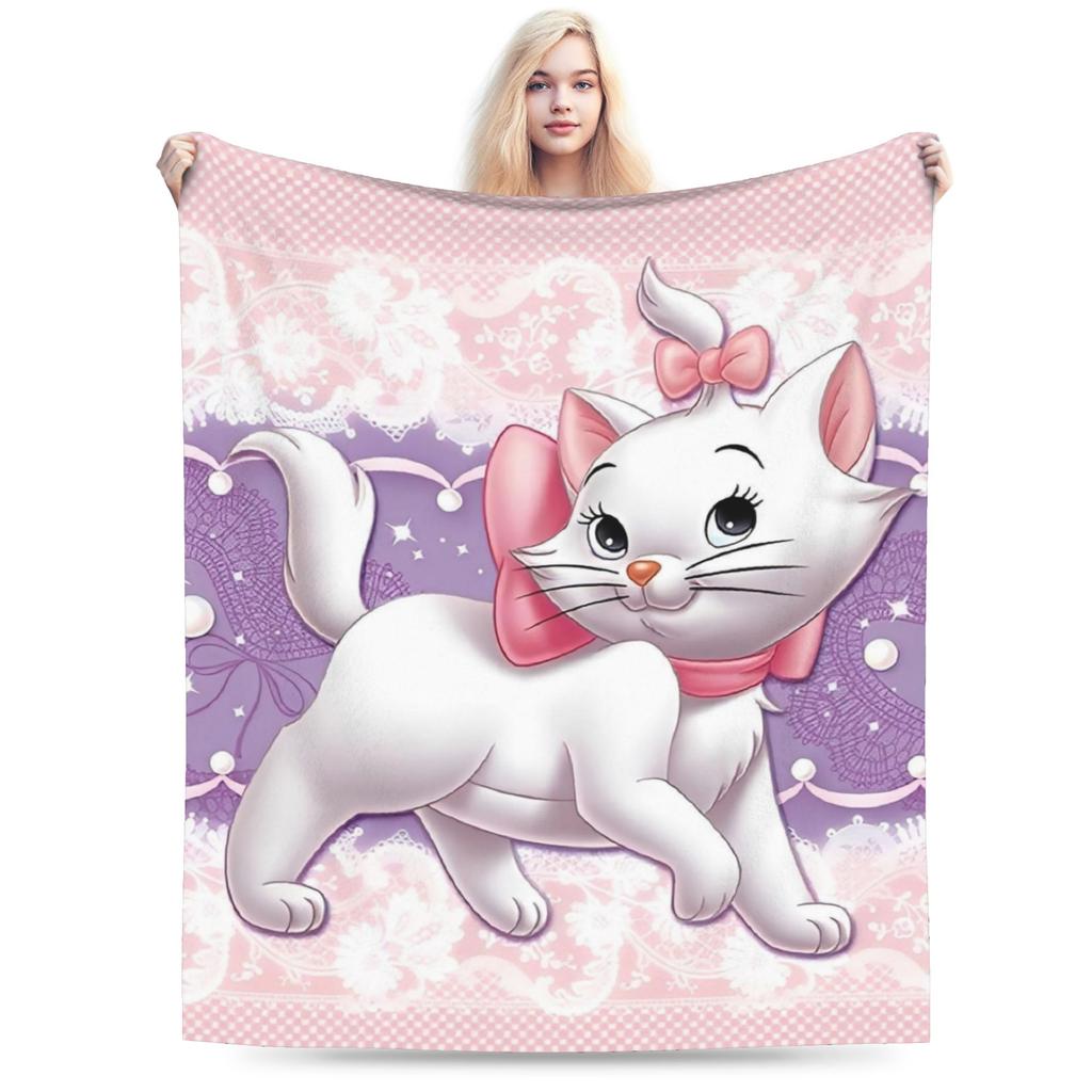 Aristogatos Marie Gato Mantas Tejidas Rosa Lana Manta de Tiro Verano Aire Acondicionado Portátil Suave Cálido Colcha