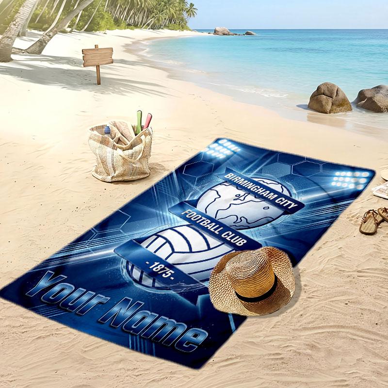 BIRMINGHAM CITY Calcio Asciugamano da Spiaggia Stampato Personalizzato Logo Calcio Supporto Nome Personalizzato Testo Asciugamano Assorbente Per Sport Viaggio Regalo Speciale