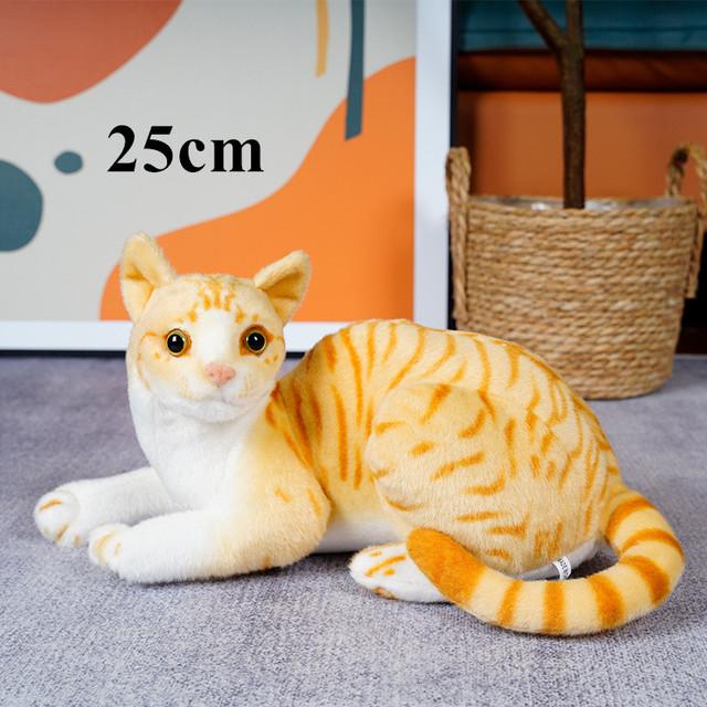 1pc 4 Colors INS Like Real Prone Cat Plush Doll Stuffed Pure Colors Grey White Yellow Kitten Toy Pets Animal Kids Gift