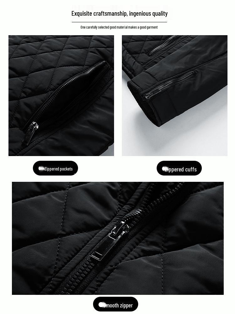 Pánská lehká bavlněná prošívaná bunda se stojáčkem - podzim/zima 2021 Korejský styl