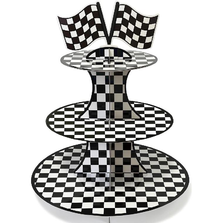 Wooden 3 Tier Cupcake Stand, Wood Style Cake Stand for Party Decorations Baby Shower Decoration, Enchanted Forest Safari Birthday Cupcake Decorations