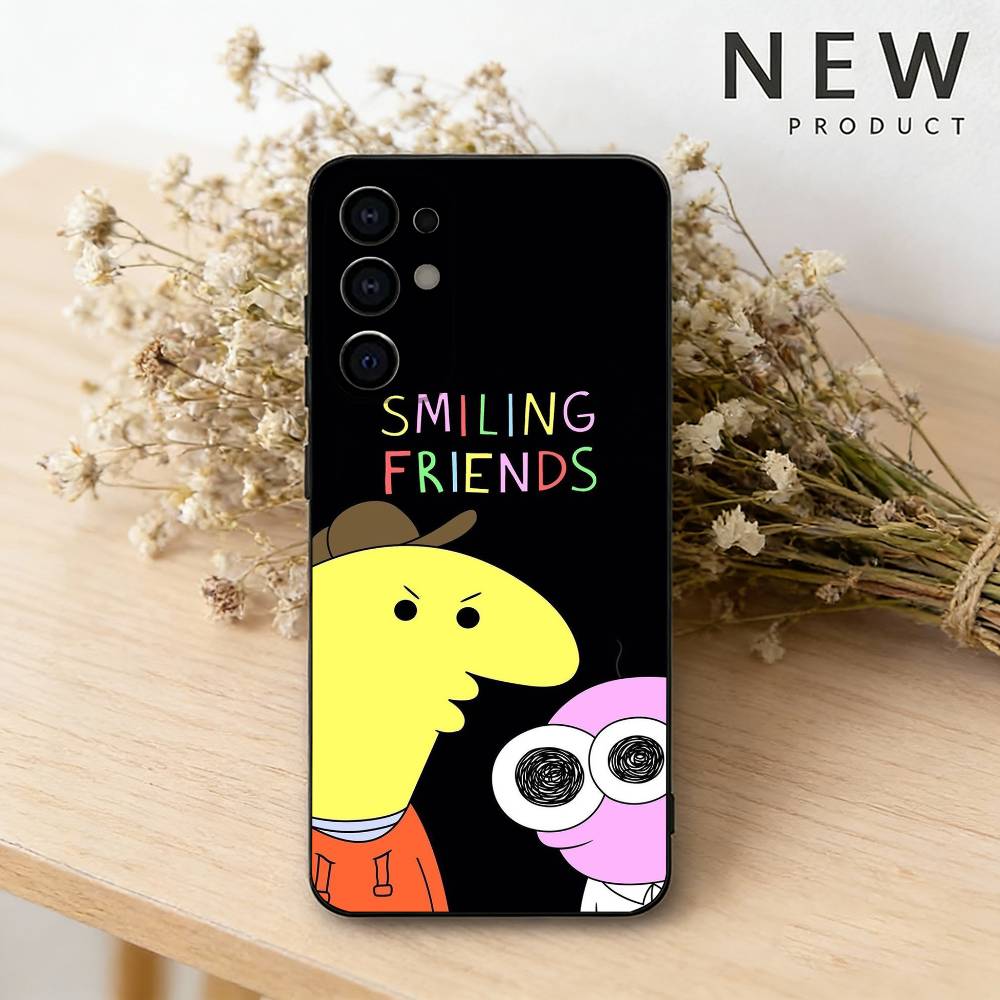 Cartoon S-Smiling friends phone Case For Samsung S26,25,24,21,22,23,30,20,Ultra,Plus,Fe,Lite Black Soft Cover