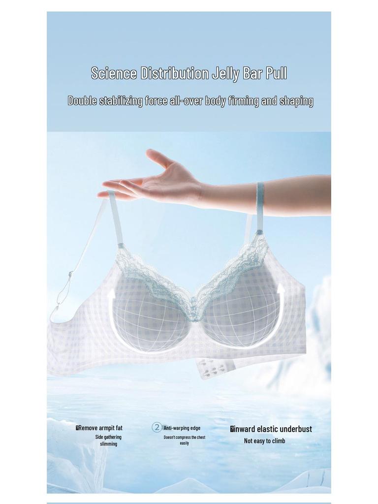 Atmungsaktiver Spitzen-Karom-Uplift-Nahtloser BH - Damen Anti-Hänge-Dünne Schale mit Kühlendem Gelee-Stütz