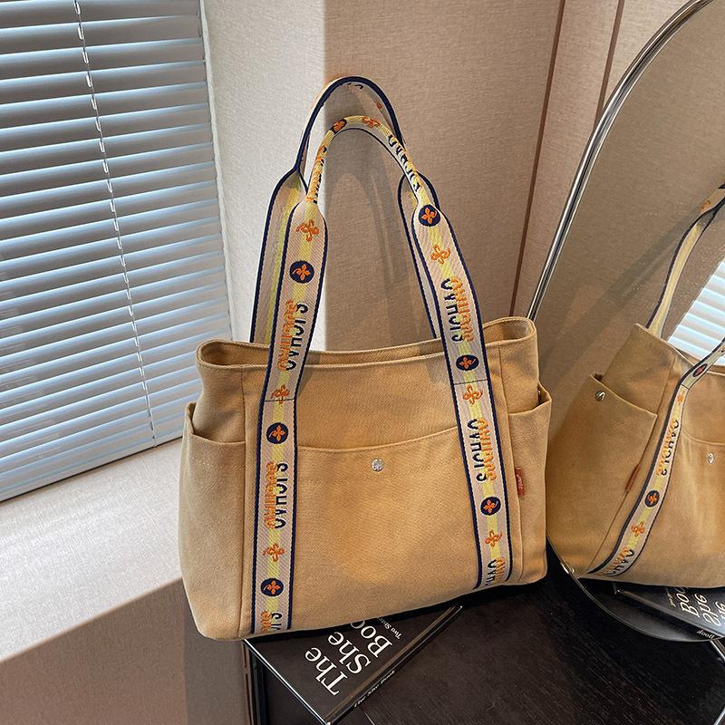 

Canvas Bag Women S Large-Capacity Summer Versatile Leisure Shoulder Shopping Bag College Student Class Tote Bag хаки