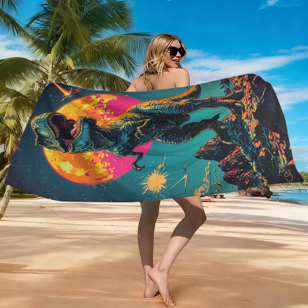 1 Stück Tyrannosaurus Rex Strandtuch Schnelltrocknendes Handtuch für Strand Pool Sport Yoga Fitnessstudio Zuhause Handtuch Geschenk für Freunde Sandfreies Handtuch