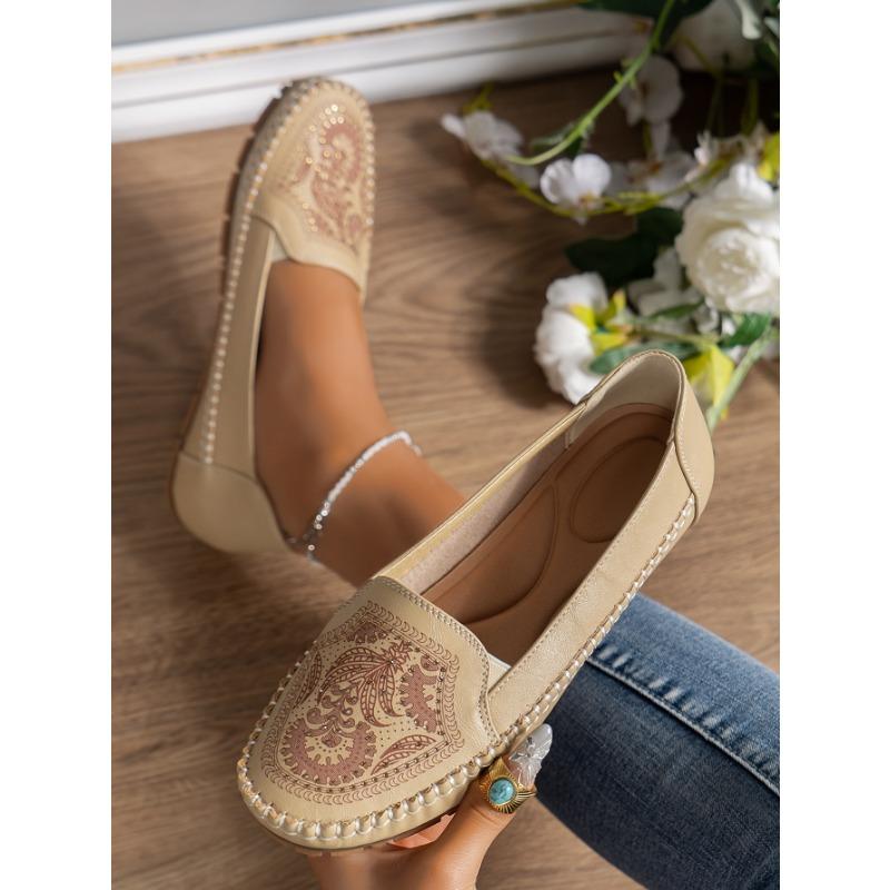 Rozmiar Plus Laserowe Przeszycia Retro Damskie Mokasyny Płaskie Wygodne Do Chodzenia Moda Styl Retro