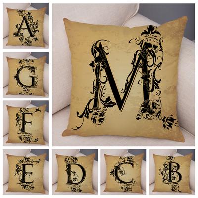 Vintage Pattern Letter Cushion Cover for Home Car Sofa Pillow Cover Decor Retro Geometric Letter Print Pillowcase