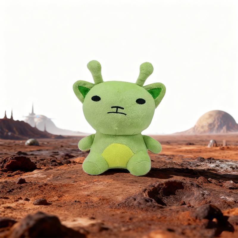 22cm Neues Bogur Alien Katze Plüschtier Kawaii Pelzig Grüne Alien Katze Weich Gefüllt Cartoon Weltraum Haustier Tier Kinder Fans Sammlung Geschenke 22cm