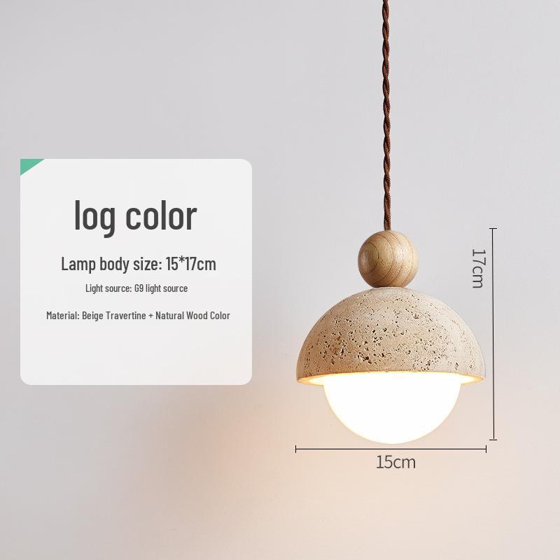 Yellow Travertine Pendant Light - Retro Cream Wabi-sabi Style for B&B, Restaurant, Bedroom, or Bedside.