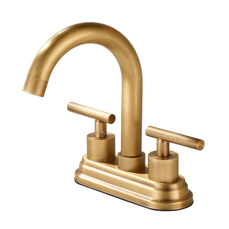 360 Swivel Antique Brass Bathroom Basin Faucet Sink Mixers Taps Bathtub Dual Handles Deck Mounted Basin Sink Mixer Hot and Cold