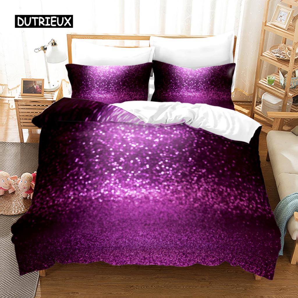 Farbverlauf Bettbezug Set Mikrofaser Regenbogen Streifen Glitzer Pailletten Bettdeckenbezug Doppel Queen King Size 2/3-teilig Bettdeckenbezug