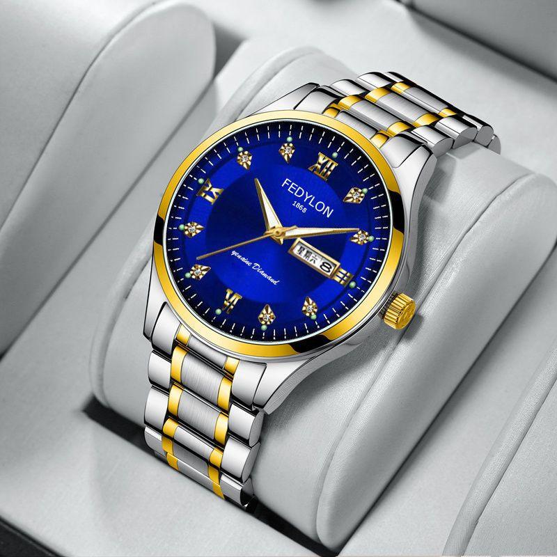 New Automatic Movement Luminous Waterproof Double Calendar Electronic Watch Men's Korean Quartz Mechanical Watch
