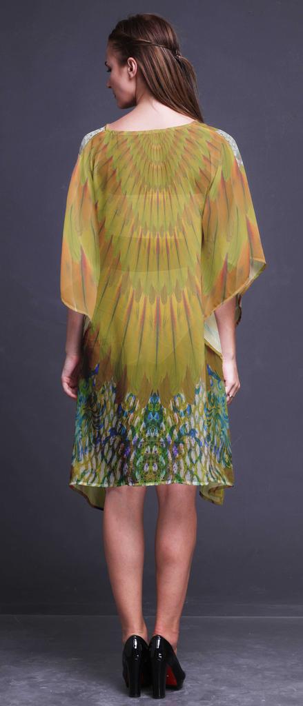 Phagun Short Caftan Midi Dress Beach Swimwear Cover Up Womens Kaftan-4X-5X