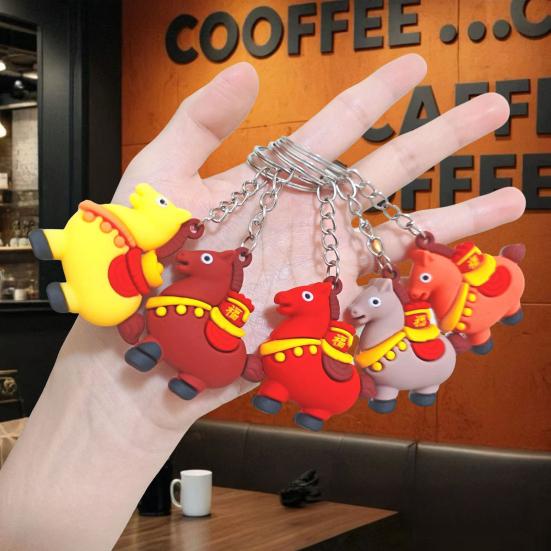 Yousheng 5/10 Stück Jahr des Pferdes 2026 Schlüsselanhänger-Set Chinesisches Tierkreiszeichen Glücksbringer Glückverheißungsvolle Kulturelle Bedeutung Schlüsselanhänger