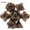 7 Pcs Yellow Tree Stump Root Metal Dice Solid Metal Polyhedral Dice Set Suitable for Role-Playing RPG  Board Game Card Game