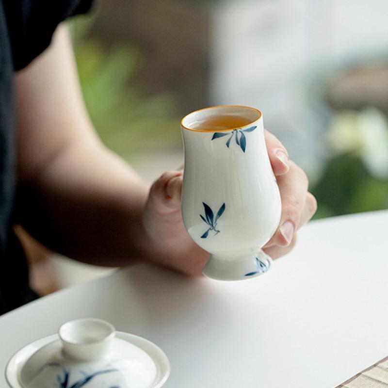 1 Pc Chinese Simple Ceramic Tea Cup Handmade Orchid Teacup Household Tea Bowl Beauty Master Cup Travel Personal Tea Set Teaware