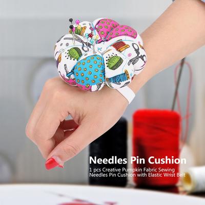 Kürbis-Handgelenk-Nadelkissen Nähen Nadelkissen Kürbis Stoff Nähnadeln Nadelkissen mit elastischem Handgelenkband